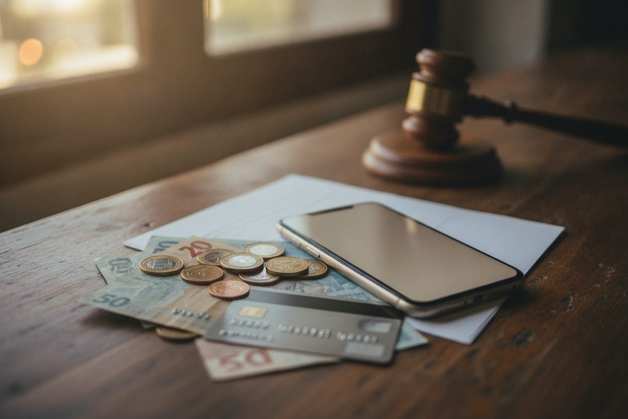 Celular com aplicativo de banco e transação suspeita, tema de golpe do PIX